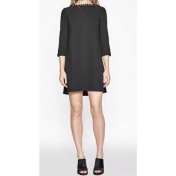 FRENCH CONNECTION Arrow Crepe Pom Pom Tunic Dress in Black - 0 - Picture 1 of 14